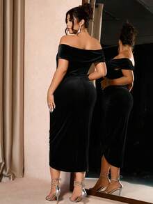 Cravure Plus Size Women's Versatile Fashion Slimming & Elegant Dress, Suitable For Daily, Party, Gathering, And Banquet Occasions