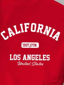 Claim Dot Red Label 男士宽松落肩加厚套头红色卫衣，长袖上衣 - 紅色 - 查看 2