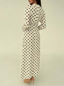 Aloruh Women's New Vintage Polka Dot Sexy Deep V Lace Decor Long Sleeve Autumn/Winter Base Layer Party Everyday Versatile Dress,Dresses For Women Elegant