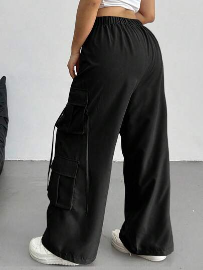 SHEIN Tall CURVE Plus Size Solid Color Casual Pants