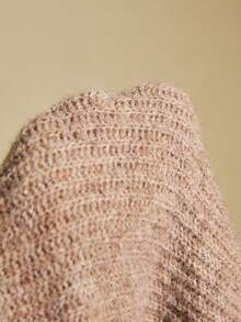 Poéselle Women's Taupe Elegant Chunky Knit Sweater With Removable Scarf,Autumn Cozy 2-In-1 Oversized Turtleneck Pullover,Old Money Style Brunch Soft Jumper - Brown - View 8