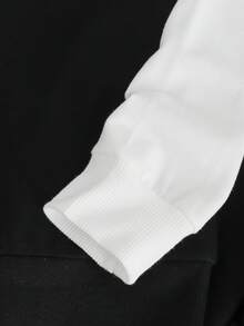 SHEIN 2 件套年轻男孩休闲字母印花衬衫 V 领 2 合 1 长袖运动衫和纯色裤子套装，适合秋冬季休闲户外活动