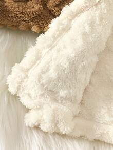 SHEIN 2pcs Newborn Baby & Toddler Cute Cartoon Bear Hooded Outfit, Soft Plush Sweatshirt Set