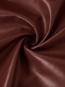 Ellevyn 安哥拉红色 PU 皮革保暖内衬系带长袖长款风衣 - 紅木色 - 查看 10