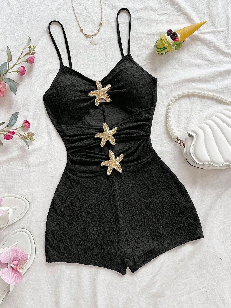 Soleia Women's Sleeveless Jumpsuit, Suitable For Party, Home Wear - Black - View 1