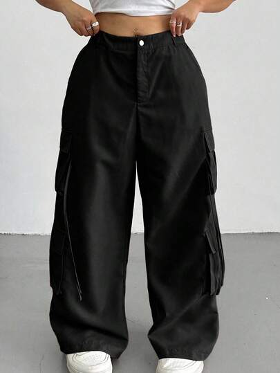 SHEIN Tall CURVE Pantalones casuales de unicolor talla grande