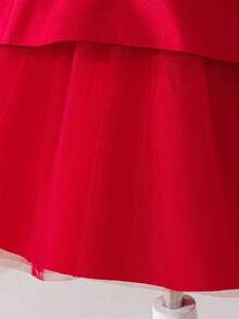 Glamorique Kids Girls' Red Sequin Tulle Puffy Dress, Satin Back Bow Trailing Party Dress, Elegant Children Christmas/Halloween Dress.Princess Dress. Formal Occasion Wear Spring/Autumn /Winter Princess Halloween/Christmas Party  Dresses - Red - View 7