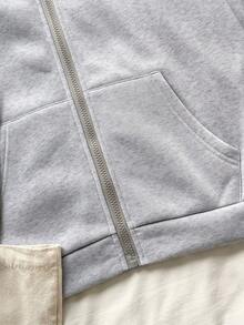 Teen Girl Sweet Cute Cherry Pattern Pink Zip-Up Jacket With Thermal Lining, Warm Sweatshirt For Autumn/Winter