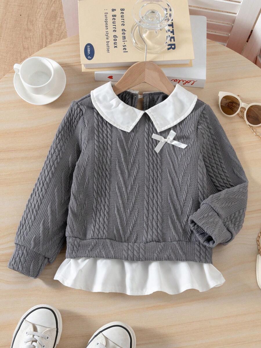 Genkimix Kids 少女提花荷叶边领长袖运动衫