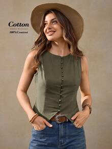 Wildy 夏季休闲度假法式复古卡其色棉质开衫衬衫