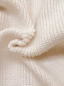 SHEIN Baby Girl Contrast Color Ruffle Bow Decor Knitted Romper Fall Winter - Beige - View 6
