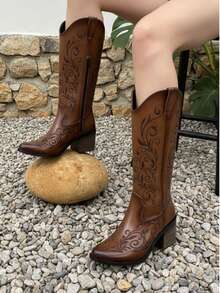 Women Mid-Calf Boots - Camel - View 1