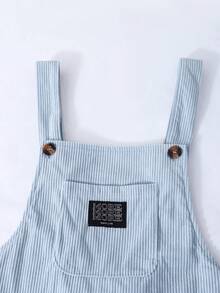 SHEIN Sparklyn 秋冬款青少年女孩休闲T恤和连体裤套装 - 淺藍色 - 查看 4