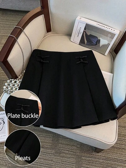 GlowEve CURVE 大码女式纽扣褶皱 A 字腰裙，优雅日常穿着，秋冬