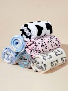 PETSIN 1 pieza Manta de felpa cálida con estampado de dibujos animados de color aleatorio para mascotas - Multicolor - Ver 1