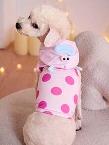 PETSIN 1 Stück rosa gepunkteter 3D Augen- und Ohren Monster förmiger süßer Cartoon Kapuzenpullover für Katzen und Hunde