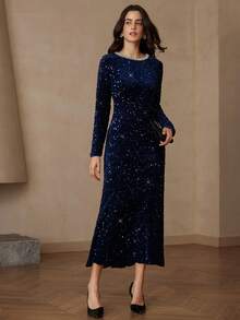 Aveloria Rosie Váy dài tay đính sequin thời trang, phong cách Âu Mỹ đa năng cho mùa thu/đông - Nhiều màu - Xem 4