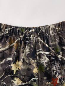 2 Stücke Teenager Jungen Lässiger Alltags Vielseitiger Bequemer Bedruckter Kapuzenpullover und Gerade Locker Sitzende Jogginghose Gestrickter Zweiteiler Sweatshirt Anzug Geeignet für Herbst und Winter