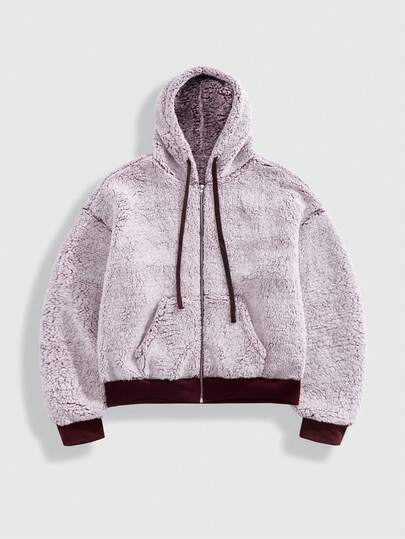 Grunge Punk sweat-shirt à capuche zippé en polaire gris-violet pour homme, automne/hiver