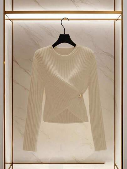 Franclia 女士优雅针织套头衫，休闲百搭，浪漫法式风情，适合秋冬