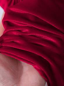 SHEIN Sparklyn Robe à manches longues élégante et polyvalente pour filles avec col en dentelle et décoration de nœud, convient pour les fêtes, les sorties, peut être associée à des vestes, gilets, manteaux - Rouge - Voir 3