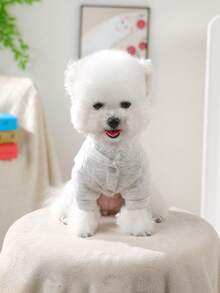 PETSIN 1件宠物服装，可爱刺绣卡通粉色小猪图案开衫外套，温暖舒适，适合狗狗秋冬季穿着 - 粉小豬 - 查看 6