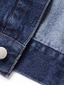 DAZY 女式休闲水洗牛仔夹克，秋季 - 藍色 - 查看 9