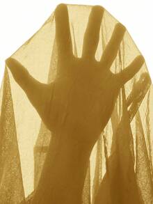 Chiquease Novo vestido romântico vintage para festa do chá, caimento solto e elegante, design franzido com ombros de fora, tecido transparente leve, mangas bufantes, cor sólida - Amarelo - Ver 4