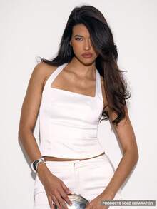 MUSERA 修身方形露背长款无袖上衣，适合性感、夜晚外出、优雅、可爱、假日、派对、春夏等场合。 - 淺灰色 - 查看 1