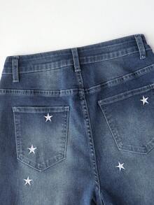 GlowEve 女士时尚星星刺绣喇叭牛仔裤