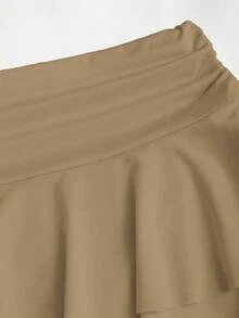 Sweetra Damen Sommer Metallic Blumen Dekor Trägerhemd & plissierter mehrlagiger Mini-Rock Set