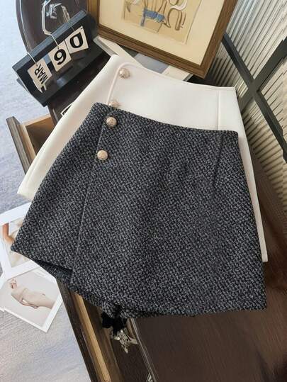 Franclia 女士优雅纽扣设计松紧腰裙裤