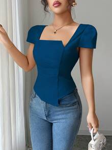 Elenzga 女士优雅夏日度假衬衫 - 藍色 - 查看 7