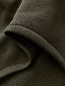 Maweii sweat-shirt à capuche minimaliste casual de couleur unie, manches longues, grande taille - Militaire verte - Voir 8