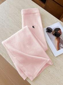 Elamini Quần len dệt kim dài buộc dây thêu màu trắng đa năng cho nữ mặc ngoài trời - Hồng - Xem 4