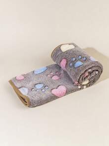 PETSIN Selimut Hewan Peliharaan Hangat dengan Motif Hati Jejak Kaki Cokelat yang Lucu - MultiWarna - View 2