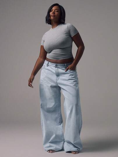 MUSERA Plus Size Wide Leg Denim Jeans   Everyday Flattering Core Denim