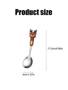 1PC Christmas Silver Spoon Creative Tableware Doll Dessert Spoon Fork Cartoon Christmas Tree Silver Spoon Fork Gift Box Set - Multicolor - View 9