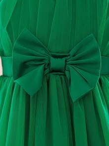 Glamorique Kids 女童荷叶边薄纱蝴蝶结装饰连衣裙，可爱 3 岁生日派对连衣裙，适合花童婚礼场合