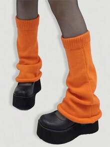 ROMWE Goth 1 Pair Extra Long Striped Leg Warmers For Women, Warm