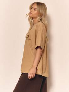 MUSERA Áo phông in hình cỡ lớn, dễ thương, cá tính, ấm áp, thích hợp mặc hàng ngày vào mùa thu, đơn giản, phong cách đồng quê, cổ điển, màu caramel, thanh lịch, mùa xuân hè, ngày lễ. - màu nâu - Xem 3