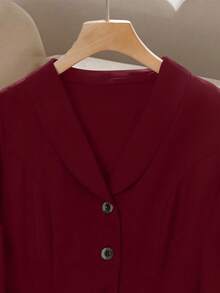 Franclia 女式优雅褶皱修身垂坠翻领单排扣高腰连衣裙，春秋