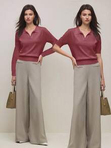 BizChic 女士菱格纹针织Polo领毛衣，现代优雅，适合都市通勤、日常百搭、浪漫复古风，亦可搭配90年代圣诞新年装扮。适合情人节派对、海滩、毕业典礼、节日、假日等各种场合，浪漫百搭。也适合婚礼宾客、主人、约会、派对、音乐会、早午餐、机场等多种场合穿着。 - 棕色 - 查看 8