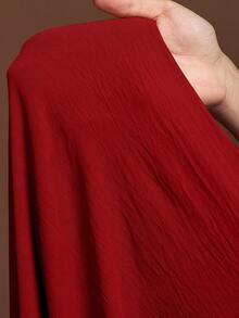 Veslaya 2025年新款复古优雅巧克力色V领短袖阔腿连体裤，大码女装，夏季 - 紅色 - 查看 13