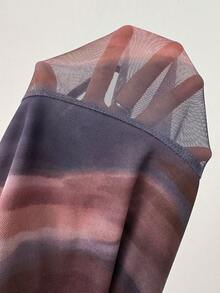 Rafferiza 女士时尚扎染数码印花斜肩长袖紧身衣 - 彩色 - 查看 8