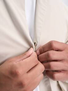 Men's Zip-Up Collar Sports Long Sleeve Jacket - Beige - View 5