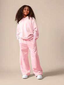 SUMWON Pink Fruit Print Hoodie And Sweatpants Co-Ord Set For Girls