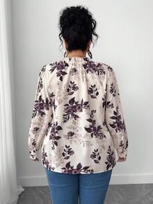 Elenzga Blusa elegante de talla grande para mujer 2025 con encaje jacquard, parches y volantes en las mangas de farol, ajuste en la cintura y silueta evasé, adecuada para volver al colegio, graduación, vacaciones, San Valentín, festivales de música, Día de la Madre, Halloween, Acción de Gracias, Pascua, Día Nacional, bailes, citas, bodas, salidas, etc.