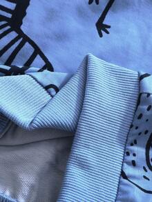 Playful Pals 男童秋季动物印花长袖运动衫和裤子套装 - 藍色 - 查看 8