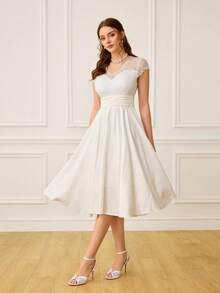 CUCCOO HITCHD White Pointed Toe Stiletto Heel Lace Mesh Pearl Elegant Wedding Party Women's High Heel Sandals For Christmas - White - View 12